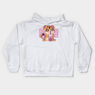 Cute - Kawaii Tiger - Boba Kids Hoodie